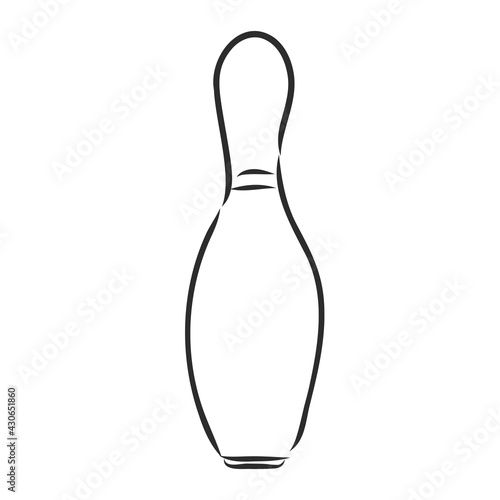 Bowling skittles and ball sketch vector illustration