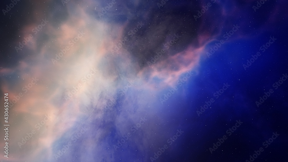 Fototapeta premium nebula gas cloud in deep outer space, colorful space background with stars, 3d render