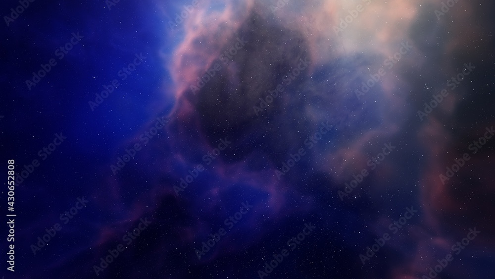 Fototapeta premium nebula gas cloud in deep outer space, colorful space background with stars, 3d render