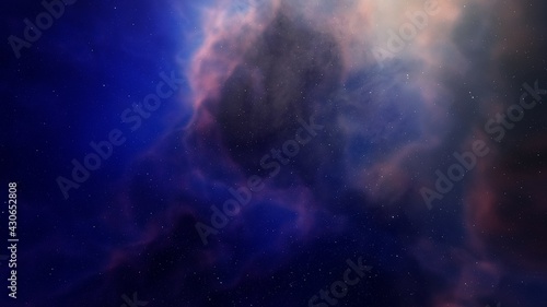 nebula gas cloud in deep outer space  colorful space background with stars  3d render