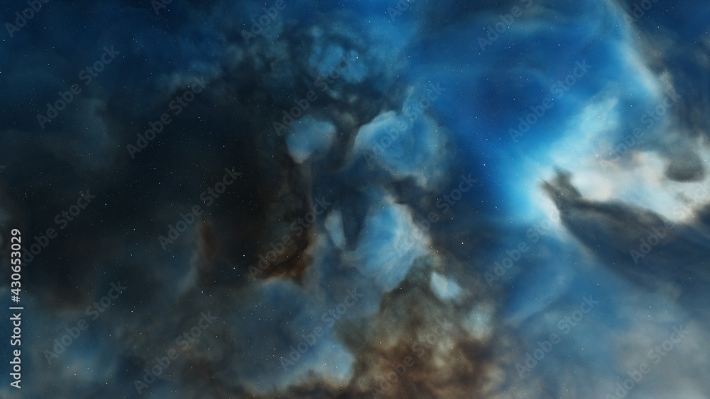 Obraz premium nebula gas cloud in deep outer space, colorful space background with stars, 3d render