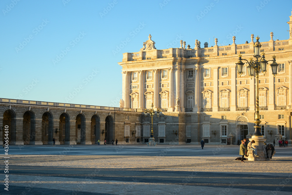 Madrid, Spain - October 25, 2020:  View of Royal Palace of Madrid