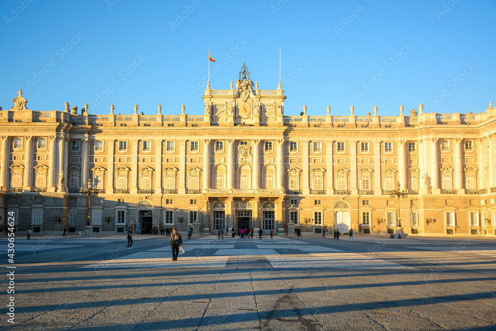 Madrid, Spain - October 25, 2020:  View of Royal Palace of Madrid