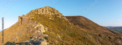 Panoramic photo of the old coastguard watch tower at Hurlstone Point in Exmoor National Park
