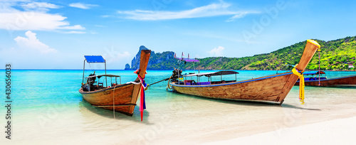 Thai traditional wooden longtail boats.