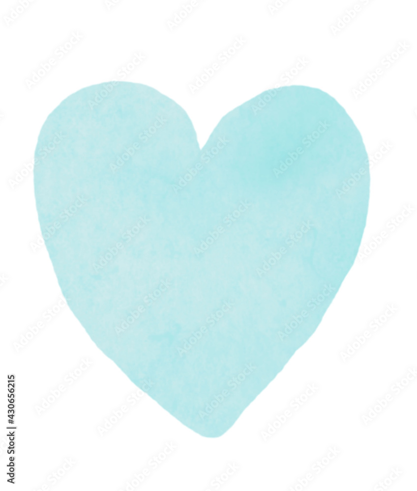 Cute blue Little heart on a white Background. Baby Shower Illustration. Lovely Pastel Color