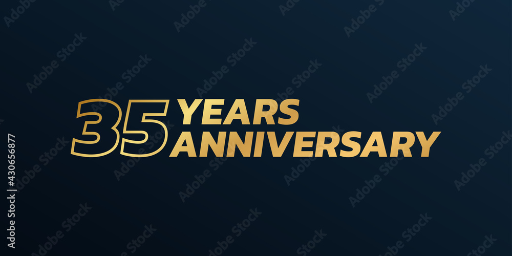 35 year anniversary logo design. 35th birthday celebration icon or badge. Vector illustration.