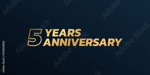 5 year anniversary logo design. 5th birthday celebration icon or badge. Vector illustration. photo