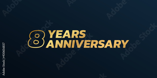 8 year anniversary logo design. 8th birthday celebration icon or badge. Vector illustration.