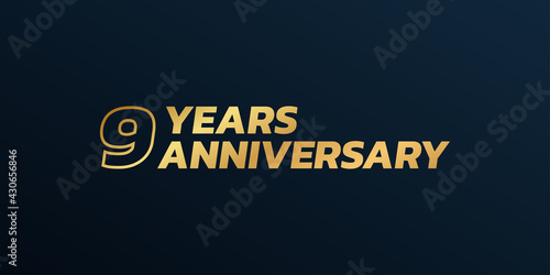9 year anniversary logo design. 9th birthday celebration icon or badge. Vector illustration. © metelsky25