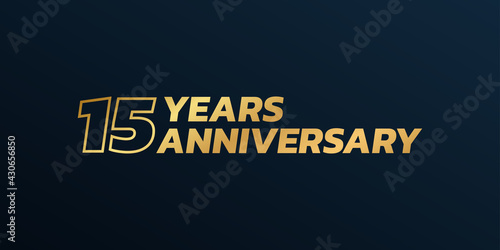 15 year anniversary logo design. 15th birthday celebration icon or badge. Vector illustration.