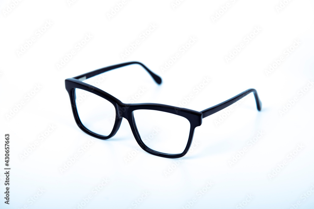 Eyeglasses on white background with copyspace Eyeglasses on white background with copyspace