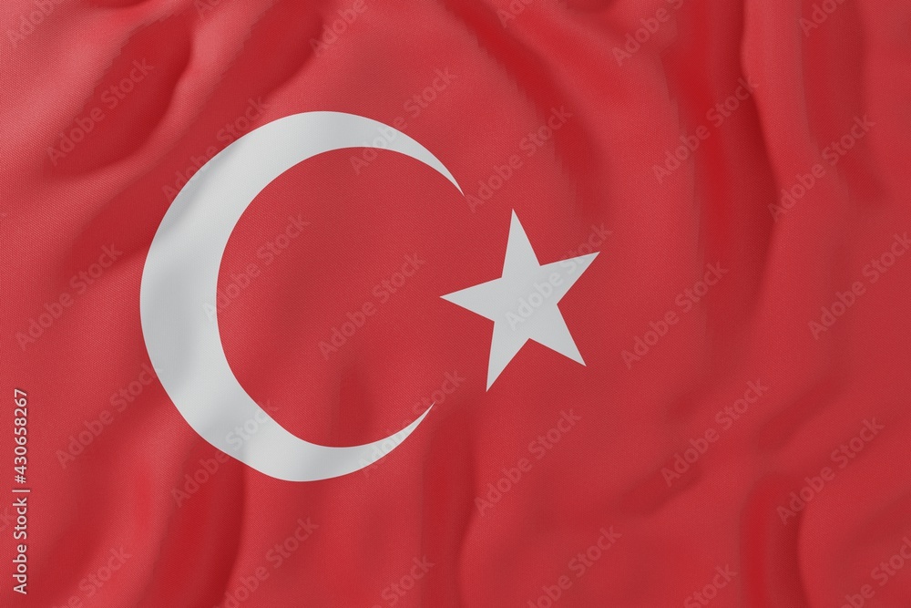 Obraz premium Turkey flag background. 3D rendering.