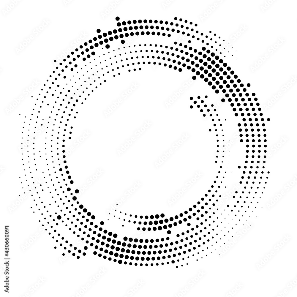 Halftone monochrome texture with dots. Circle, Zen. Minimalism, vector. Background for posters, websites, business cards, postcards, interior design.