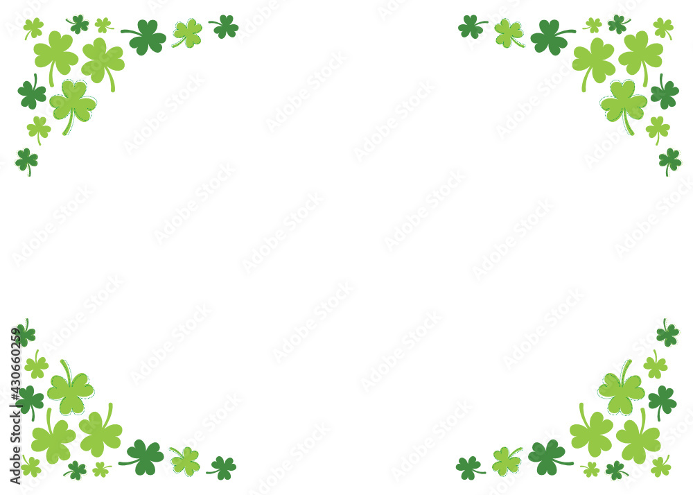 St. Patrick's Day Border, Saint Patrick's Day Frame, St. Patrick's Day Background, Clover Frame, Leaf Frame, Four Leaf Clover Border Frame, Vector Illustration Background St. Patrick's Day Border, Saint Patrick's Day Frame, St. Patrick's Day Background, Clover Frame, Leaf Frame, Four Leaf Clover Border Frame, Vector Illustration Background