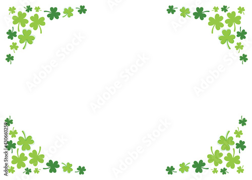 St. Patrick's Day Border, Saint Patrick's Day Frame, St. Patrick's Day Background, Clover Frame, Leaf Frame, Four Leaf Clover Border Frame, Vector Illustration Background