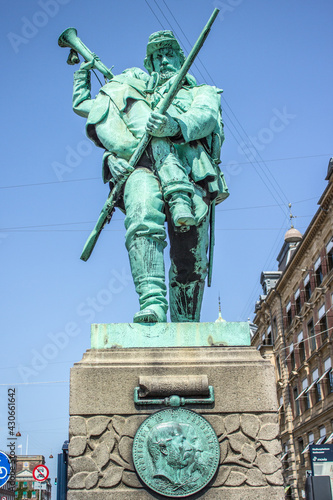 Landsoldaten med den lille hornblæser Statue (soldier and horn player) Rådhuspladsen (town hall square) Rådhus København (City Hall) copenhagen Region Sjælland (Region Zealand) Denmark photo