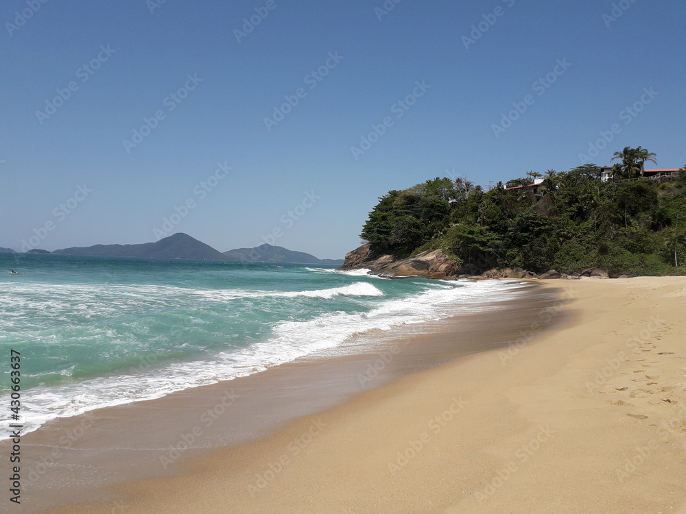 Sand Beach Florianópolis Brazil Sea Clear Water Natural Vegetation Sand Beach Florianópolis Brazil Sea Clear Water Natural Vegetation