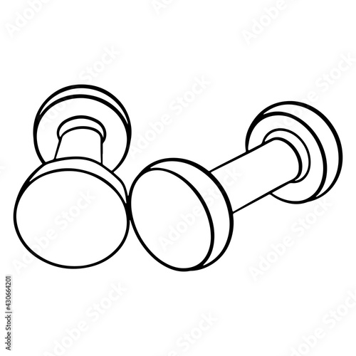 Dumbbells for fitness. Kilogram dumbbells. For fitness training. Exercises for the body. Cartoon style.