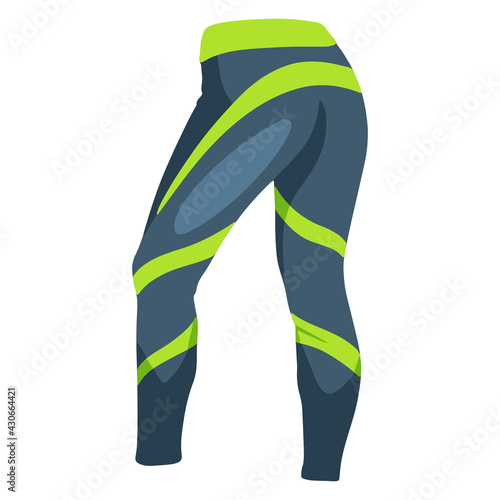 Sports leggings for fitness and sports. Sportswear. Sports legends. Cartoon style.