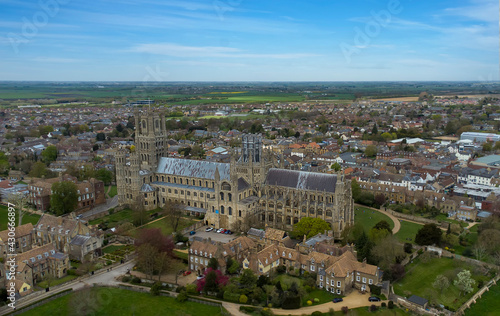 An aerial view of the magnificent Ely Cathedral in Cambridgeshire, UK © Rob