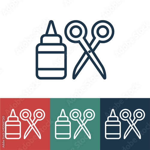 Linear vector icon with glue and scissors