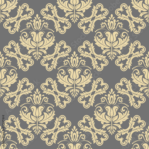 Classic golden seamless pattern. Damask orient ornament. Classic vintage background. Orient ornament for fabric  wallpaper and packaging