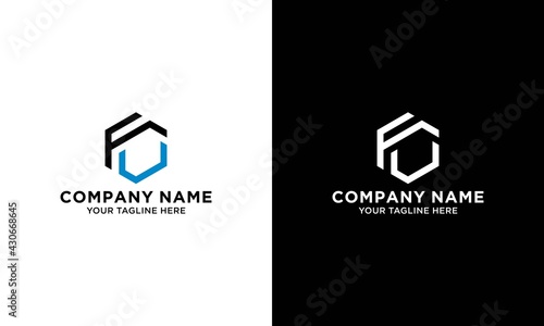 initials FU  Hexagon  logo design template