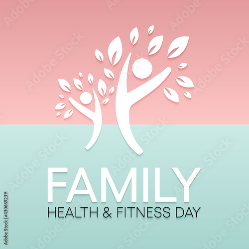 Vector illustration on the theme of Family health and fitness day observed every year during June.