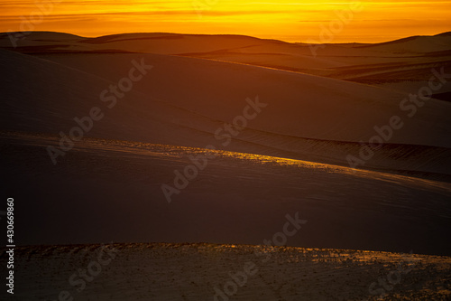 Sunset over Snow Covered Fields