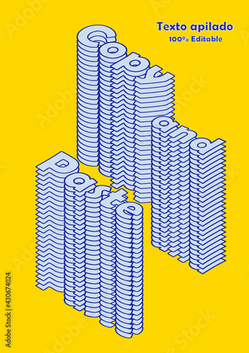 Efecto de texto apilado. Editable. copiar y pegar. pop art.