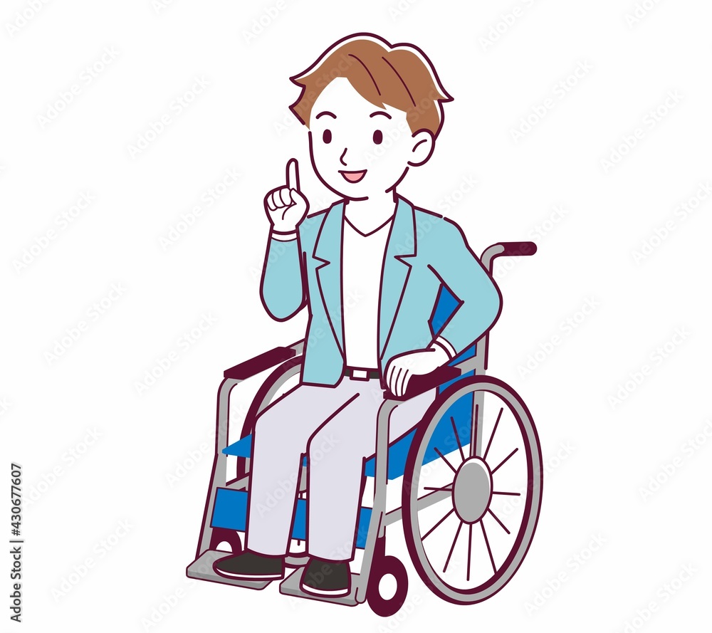 車椅子に乗った男の子 車椅子に乗った男の子
