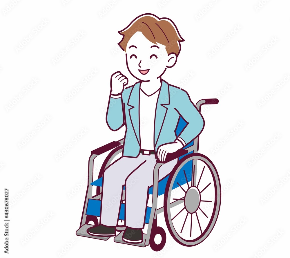 車椅子に乗った男の子 車椅子に乗った男の子