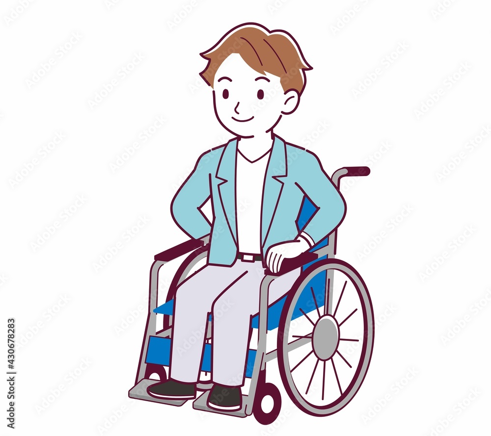 車椅子に乗った男の子 車椅子に乗った男の子