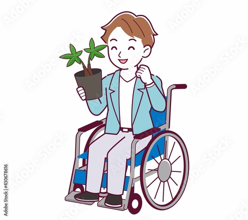 車椅子に乗った男の子