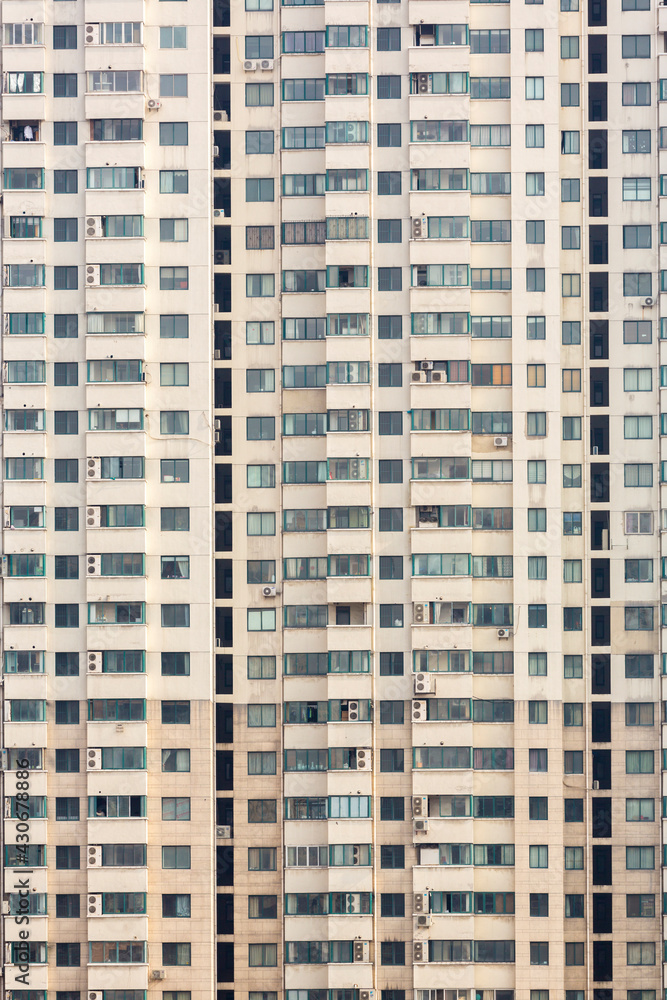 Urban view at modern building windows and details in Shanghai