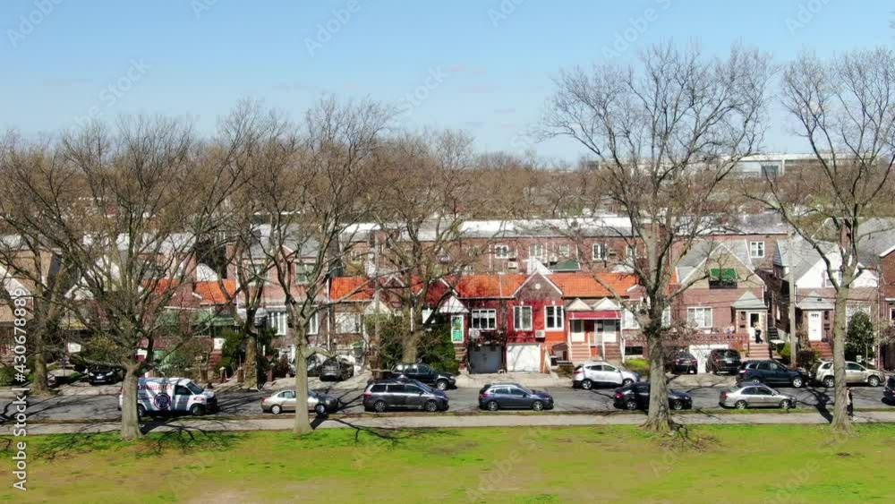Low-Level Slider Shot of an Urban Neighborhood in Brooklyn