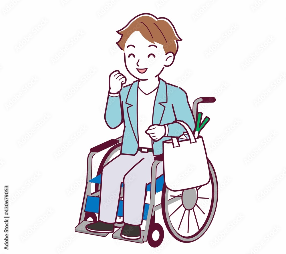 車椅子に乗った男の子 車椅子に乗った男の子