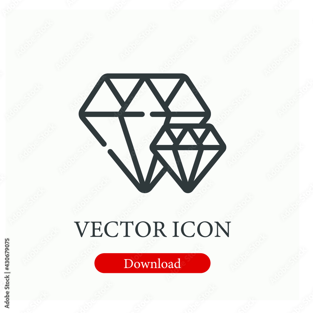 Diamond vector icon. Editable stroke. Symbol in Line Art Style for Design, Presentation, Website or Apps Elements. Pixel vector graphics - Vector Diamond vector icon. Editable stroke. Symbol in Line Art Style for Design, Presentation, Website or Apps Elements. Pixel vector graphics - Vector
