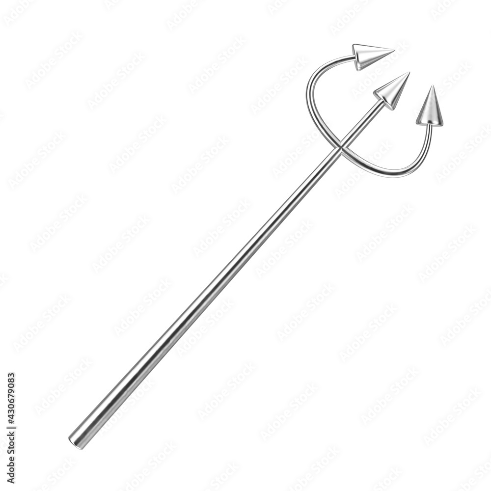 Silver Devil Halloween Day Celebration Trident or Pitchfork. 3d Rendering Silver Devil Halloween Day Celebration Trident or Pitchfork. 3d Rendering