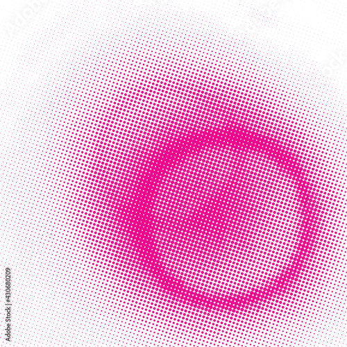 Monochrome dotted circle by magenta color. Vector graphics
