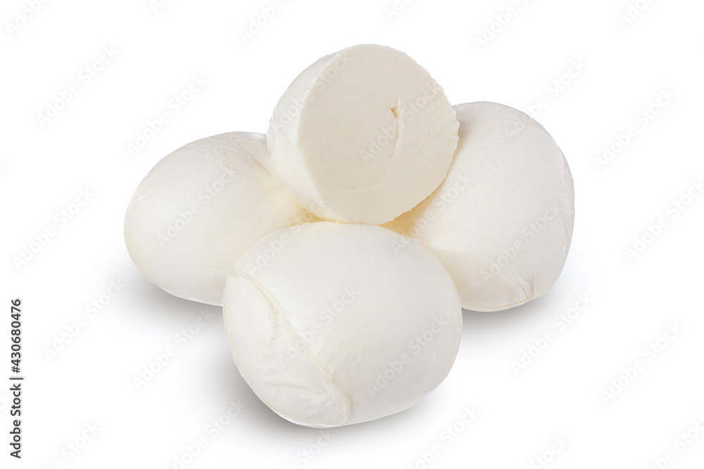 Mozzarella cheese sliced with basil leaf isolated on white background with clipping path and full depth of field Mozzarella cheese sliced with basil leaf isolated on white background with clipping path and full depth of field