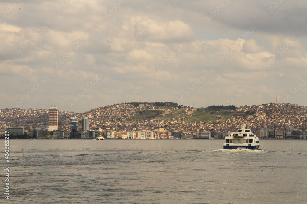 view of Izmir city from Aegean sea
