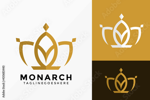 Luxury M Monarch Crown Logo Vector Design. Brand Identity emblem, designs concept, logos, logotype element for template.