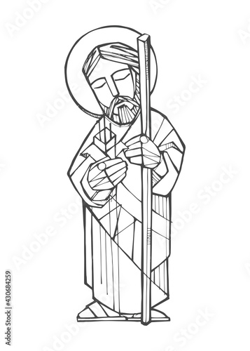 Saint Joseph ink illustration