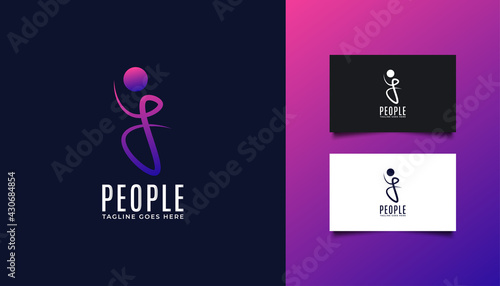 People Logo with Initial Letter J for Business or Technology Logos. People, Community, Network, Creative Hub, Group, Social Connection Logo or Icon for Business Identity