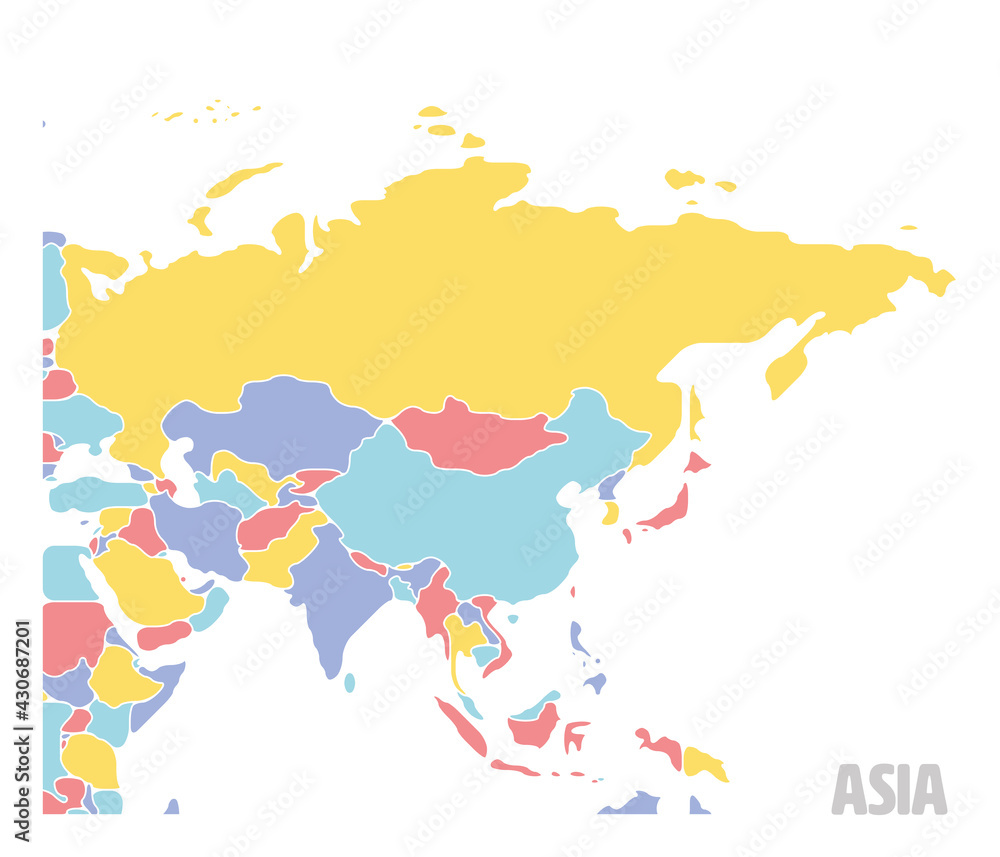 Obraz premium Smooth map of Asia continent
