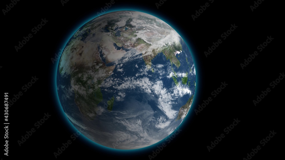 Passing by beautiful rotating planet Earth and slowly moving away with stars in space. Full HD footage . Elements of this 3d animation furnished by NASA.