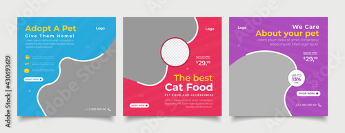 Pet shop banner for social media instagram post template