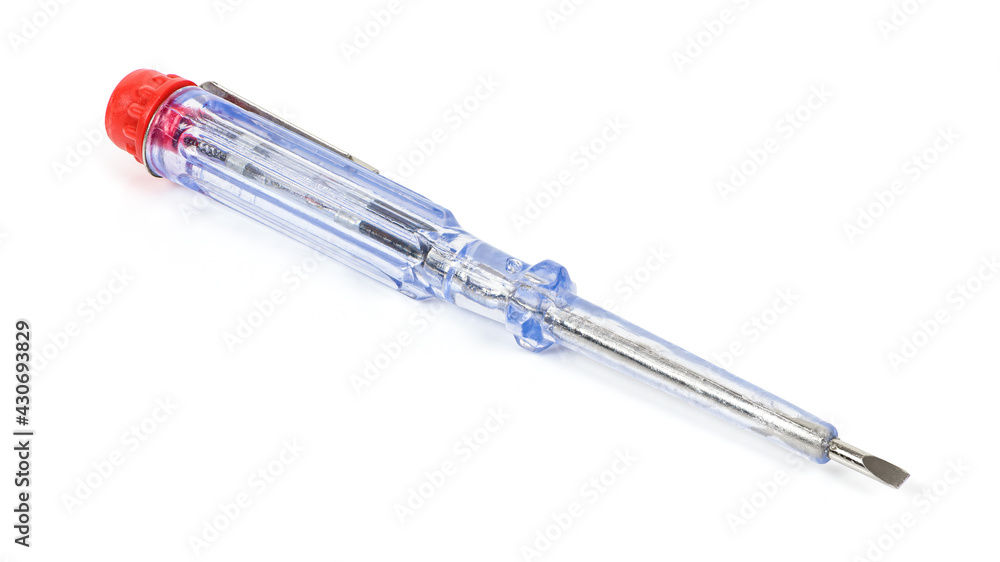 Electrical tester screwdriver on white background Electrical tester screwdriver on white background